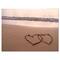 Designart - Two Hearts Drawn on the Beach - Extra Large Seascape Art Canvas